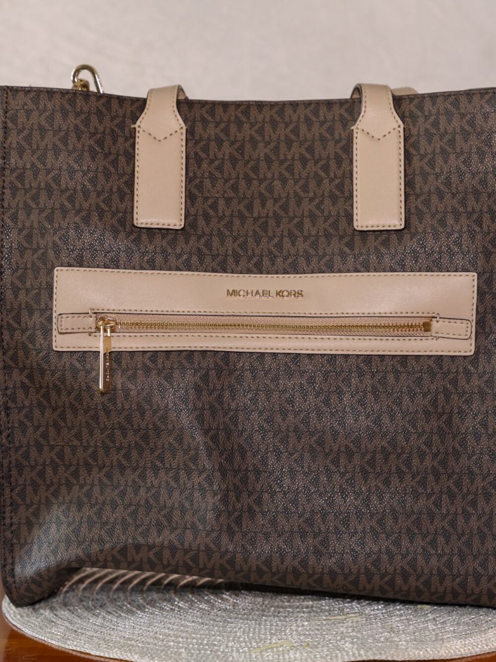 Michael Kors Kenly Large Logo Tote Bag Brown